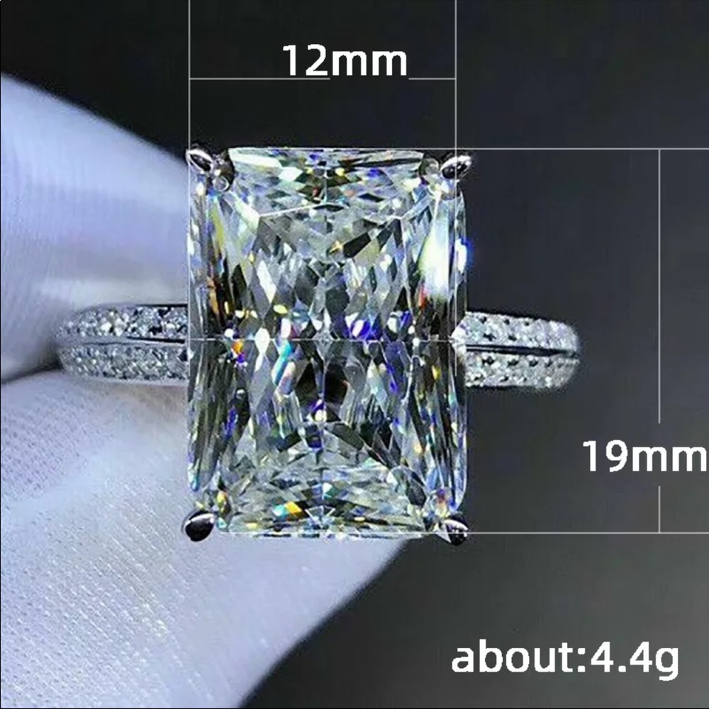 New Women’s 925 Silver Square Diamond Ring - Picture 5 of 5